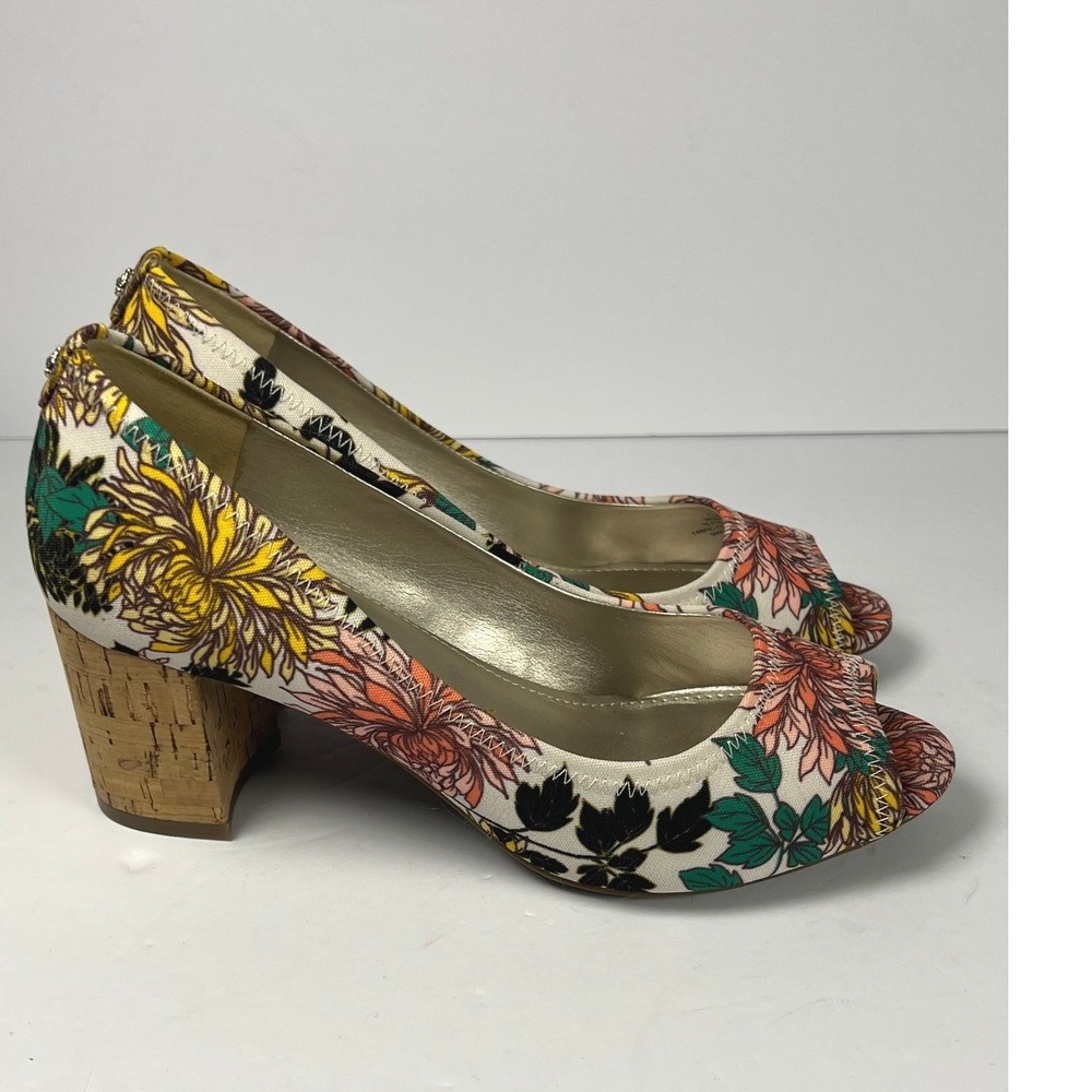 Anne Klein Meredith iflex Peep Toe Pumps with Chunky Cork Heels Size 7.5 M